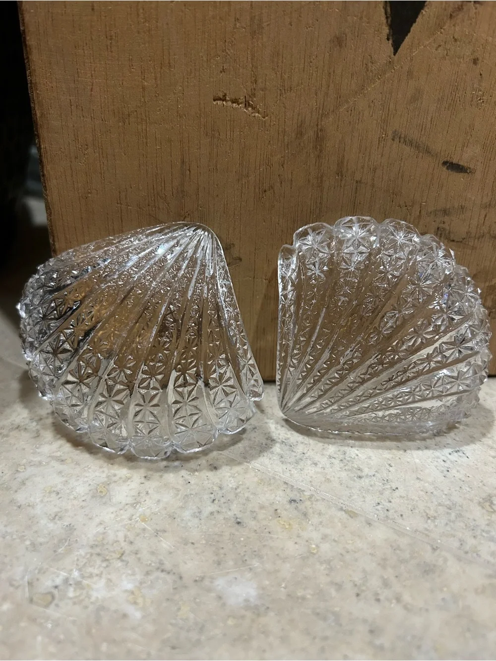 2 Antique EAPG Windsor Glass Shell Shaped Butter Pat Dishes